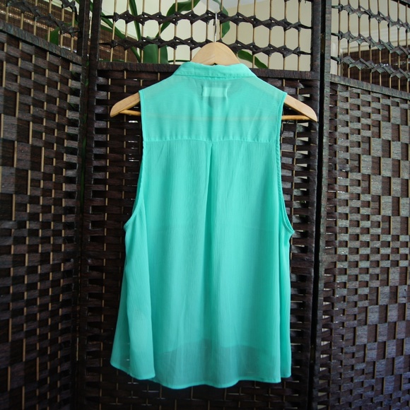 Aqua Hollister Sleeveless Button-Down - Picture 3 of 8